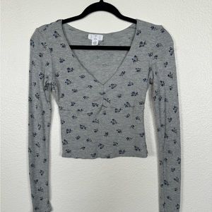 SOLD ON JAMBLE - Floral waffle knit top